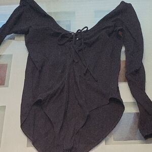 Black Lace-Up Women's Top